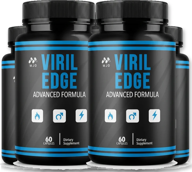 Viril Edge six-bottle bundle laid out flat, the package that includes the free digital bonuses
